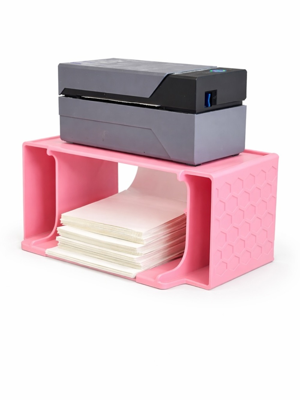 Thermal Printer Stand Organizer with Label Holder Shelf and Spool